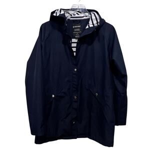 Wantdo‎ Girls Navy Raincoat Windbreaker Hooded Nautical Size 14-16 Minimalist